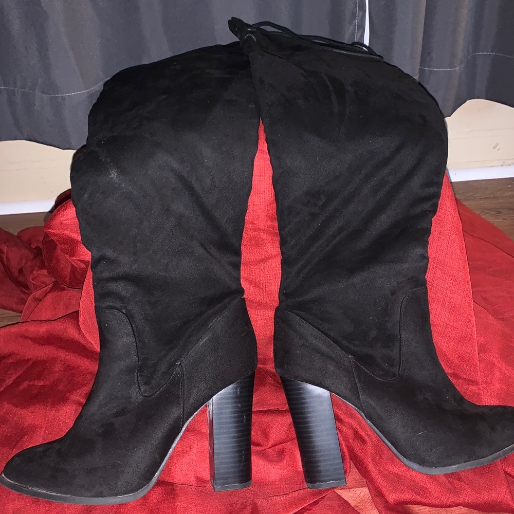 Black over the knee lace boots
